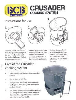 BCB Crusader Cooking System 9 BCB Crusader Cooking System -Wildnis Ausstattung crusaderstove instr